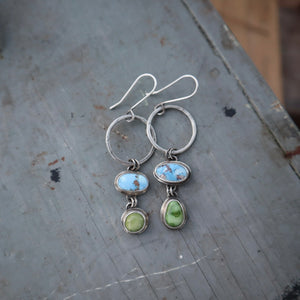 
                  
                    Load image into Gallery viewer, Golden Hill &amp;amp; Verde Valley Turquoise Hoop Earrings
                  
                