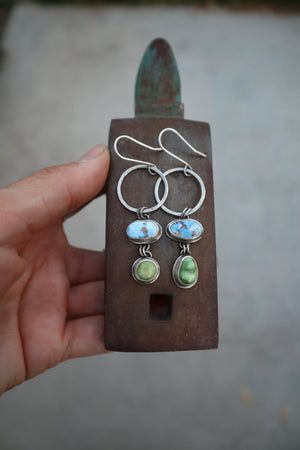 
                  
                    Load image into Gallery viewer, Golden Hill &amp;amp; Verde Valley Turquoise Hoop Earrings
                  
                