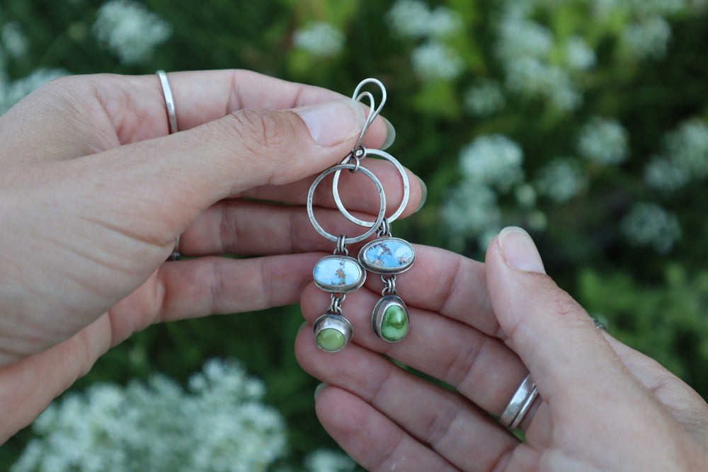 
                  
                    Load image into Gallery viewer, Golden Hill &amp;amp; Verde Valley Turquoise Hoop Earrings
                  
                