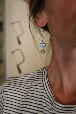 
                  
                    Load image into Gallery viewer, Golden Hill &amp;amp; Verde Valley Turquoise Hoop Earrings
                  
                